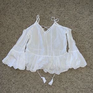 Long Sleeve Cut Out Shoulder Top